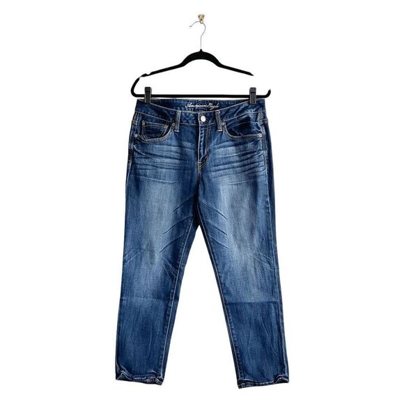 American Eagle Womens Slouchy Denim Stretch Straight Jeans Blue 8 - Picture 2 of 11